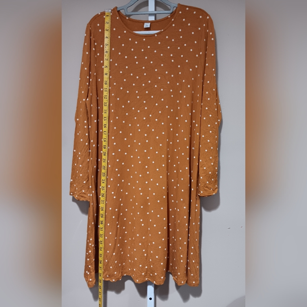 Old Navy (Size XL) Mustard Yellow & White Polka Dot Long Sleeve Shirt Dress - Picture 9 of 12